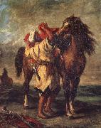 Eugene Delacroix Arab Sadding His Horse painting